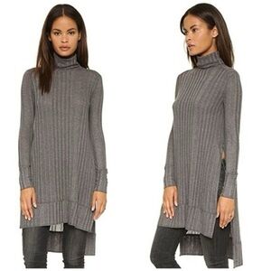 EUC We The Free Gray Turtleneck Split Hem Tunic Dress Size Small